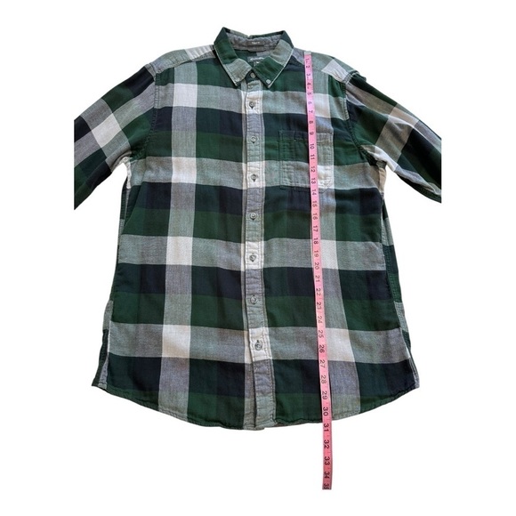 Eddie Bauer Checkered Green Button Down Long Sleeve Shirt - Size Large Tall - Picture 9 of 11